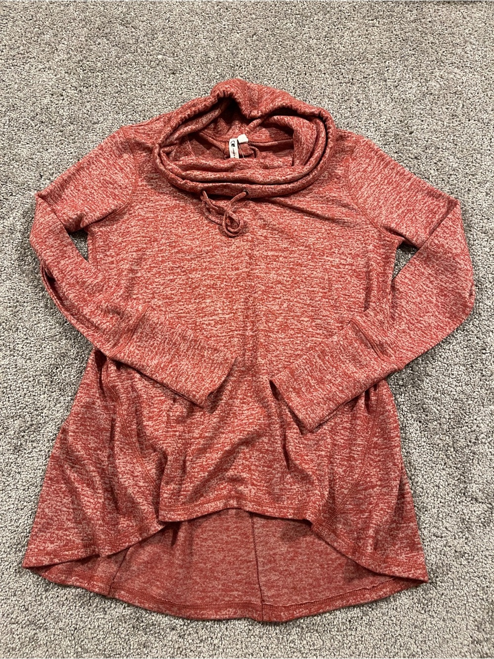 Women’s Rust Marled Cowl Neck Tunic Open Split Back Button Detail Sweater  S